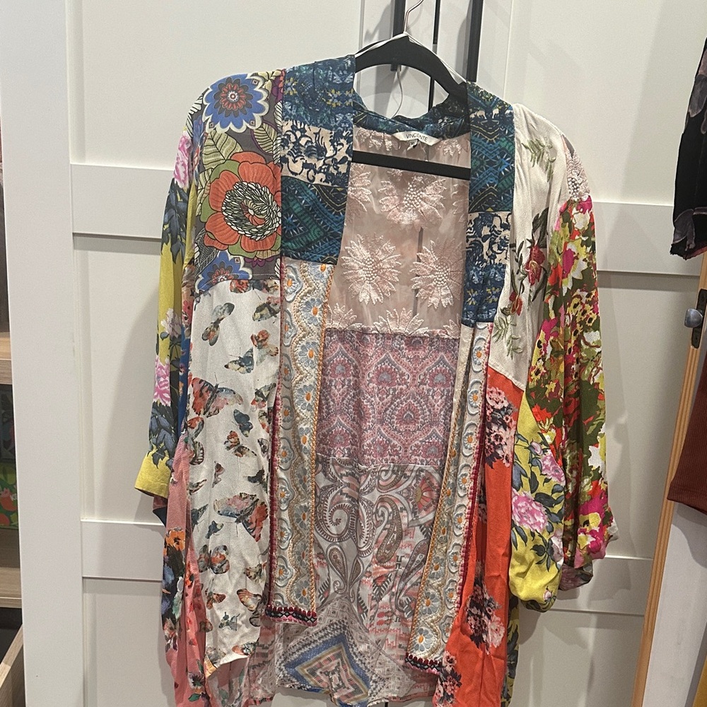 Floral Multicolor Women's Kimono Coverup Size XL
